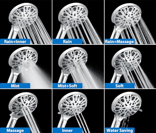 INAVAMZ 2-in-1 Shower Head with Handheld Combo Silver 2.5 GPM, Oval