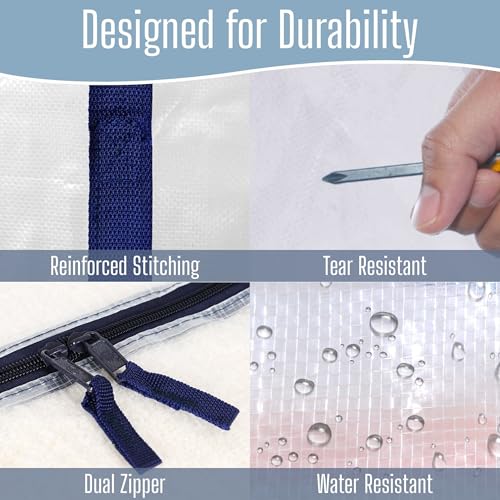 Clear Heavy Duty Moving Bags 8 Pack Extra Large Storage Bags with Reinforced Handles & Zippers - Foldable & Reusable Storage Solution