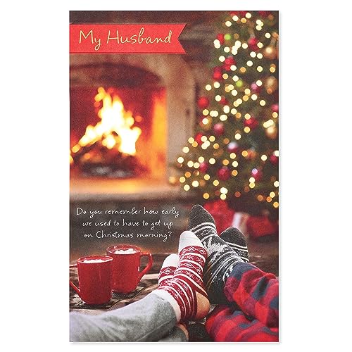 American Greetings Fireplace Card for Husband - Romantic Christmas Greeting, 5.375 x 8.25 in