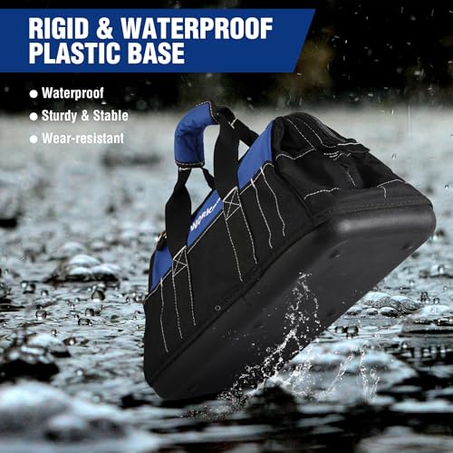 16-Inch Wide Mouth Tool Bag with Waterproof Molded Base - Blue & Black