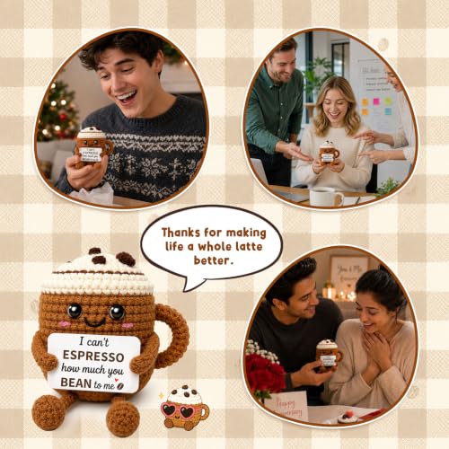 THEGIFTY Positive Crochet Espresso Cup - Birthday Gift for Her & Him - 'You Mean to Me' Variation