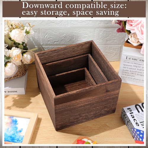6 Pcs Wooden Display Risers Set - Rustic Cake Stands & Stacking Platforms