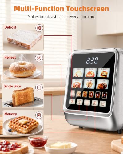 Keenstone 4-Slice Touch Screen Toaster with Wide Slots - Stainless Steel