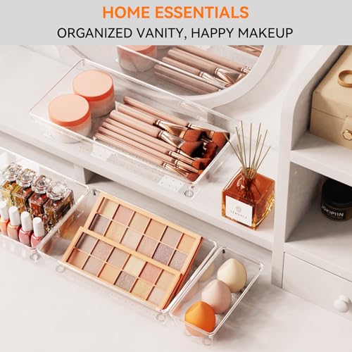 Criusia 8 Pack Large Clear Drawer Organizers for Kitchen & Bathroom Storage