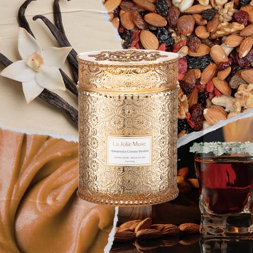 Amaretto Crème Brûlée Scented Candle - 19oz Vegan Soy, Wooden Wick, 90H Burn