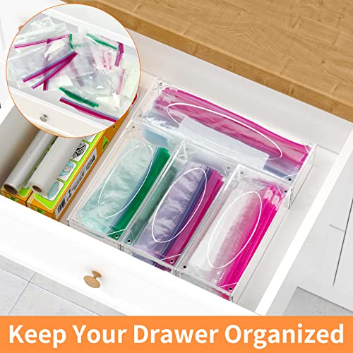 4-Pack Clear Acrylic Food Bag Storage Organizer for Kitchen Drawers