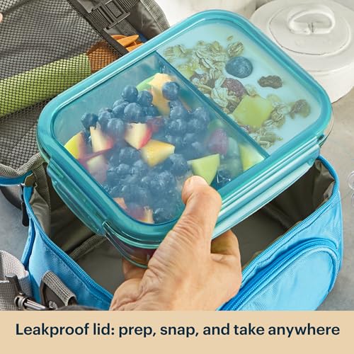 Pyrex Glass Meal Box 4-Cup Divided Containers 5-Pack with Locking Lids - BPA-Free