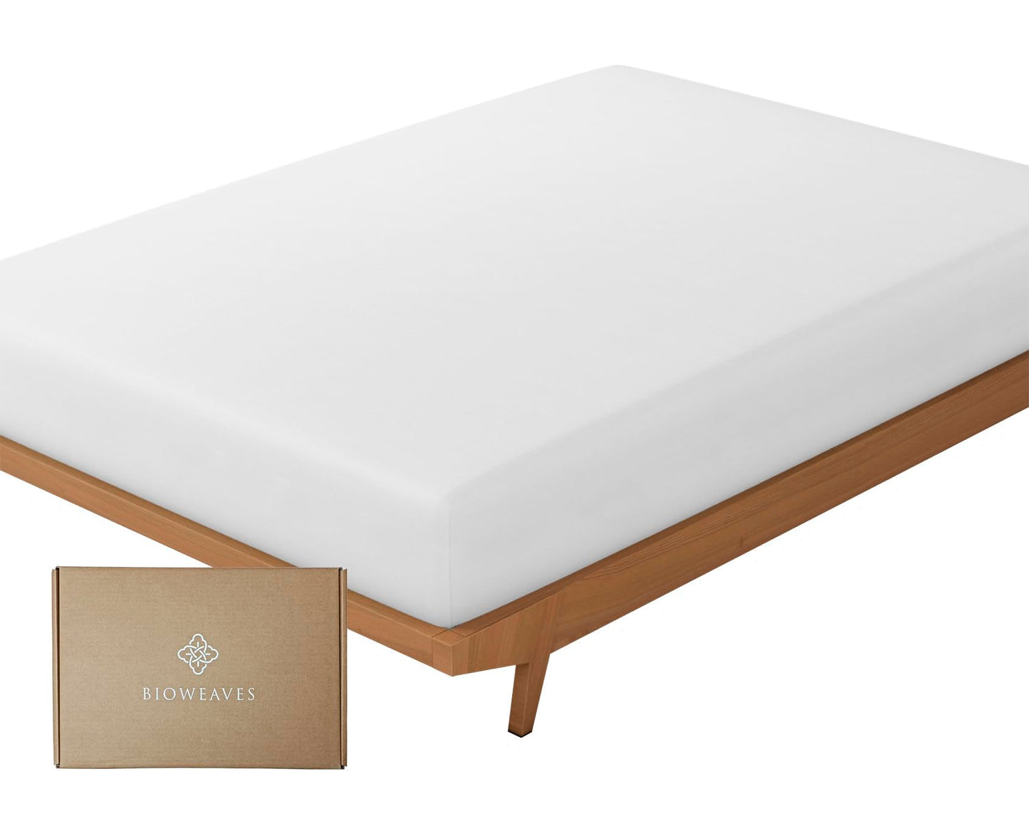 BIOWEAVES 100% Organic Cotton 1 King Size Fitted Sheet Only | 300 Thread Count Sateen Weave GOTS Certified with Deep Pocket - White