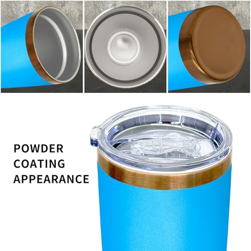 FunTrans 20 oz Blue Insulated Stainless Steel Tumbler with Lid - Durable & Customizable
