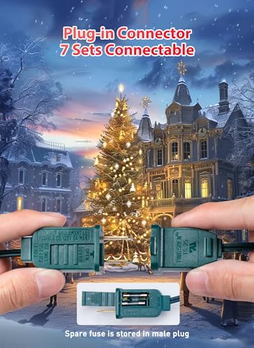 Brightown Outdoor C7 LED Christmas Lights 100ft Warm White with Spare Bulbs