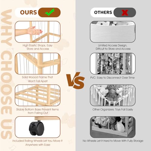 DIY Stuffed Animal Storage Kit - Adjustable 1–4 Tier Toy Organizer with Wheels for Playroom & Nursery