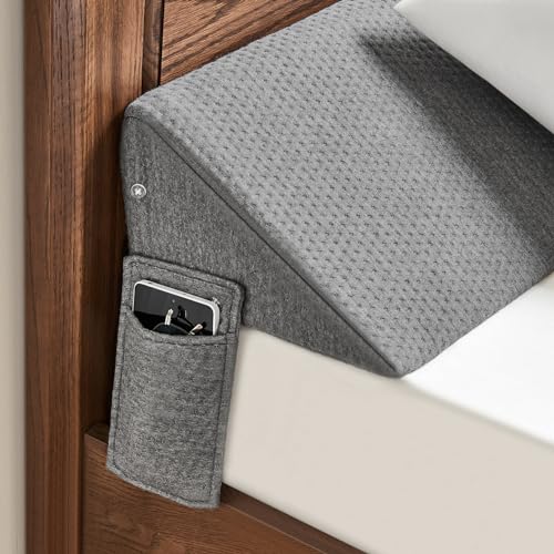 Dark Grey King Size Bed Wedge Pillow 76x6x10 for Headboard Gap Filling, Mattress Support