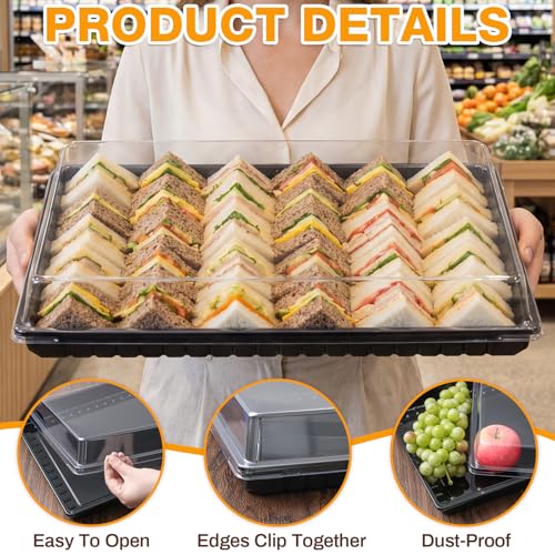 Extra Large Charcuterie Board with Clear Lid - 18x12 Inch Black - 5 Pack