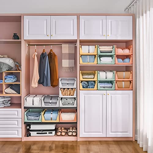 4 Pack Folding Closet Organizers Storage Bins - Stackable Plastic Drawer Baskets - White 4L - Variation of THIS listing