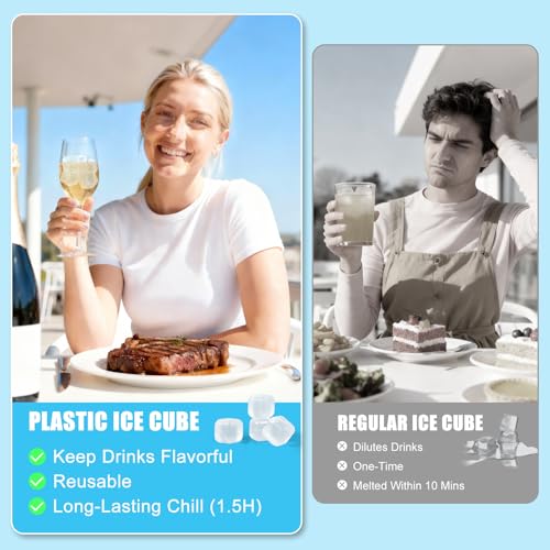 White Reusable Ice Cubes - 300 Pack, BPA-Free, Slow-Melting, for Drinks & Cold Therapy
