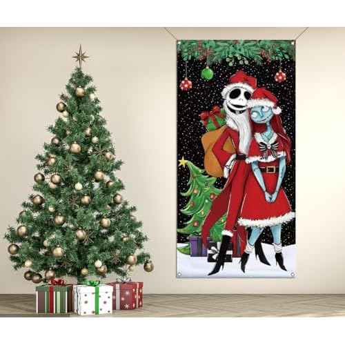 Christmas Door Cover Merry Christmas Xmas Winter Holiday Party Front Door Banner Photography Home Porch Decoration