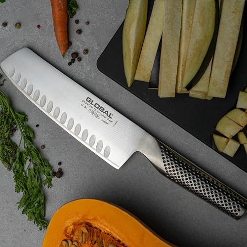 Global 8-Inch Hollow Ground Vegetable Nakiri Knife - Japanese Style Chef's Knife