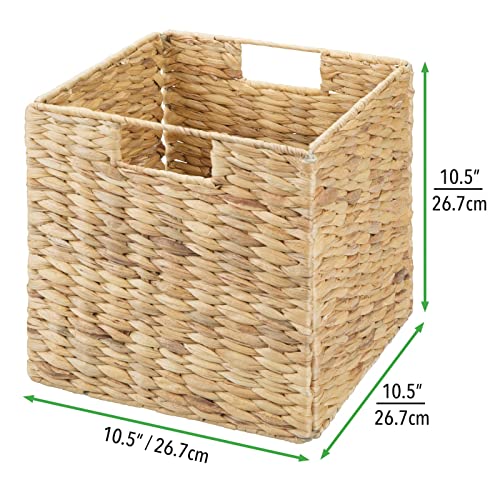Woven Storage Baskets for Cubby Shelves - 6 Pack Natural Hyacinth Organizers with Handles