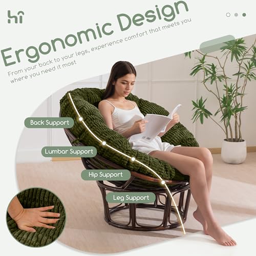 HIGOGOGO Green Papasan Chair Cushion 48 Inch Supportive Corduroy Cover