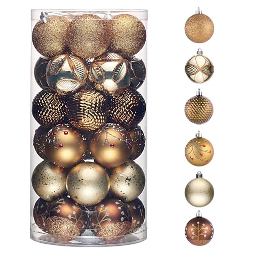 Valery Madelyn Christmas Ornaments Set 30pcs 2.36in Rustic Shatterproof Holiday Decorations