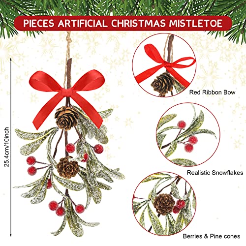 Giegxin 2 Pack Christmas Mistletoe Ornaments Red Bright Style Holiday Decor