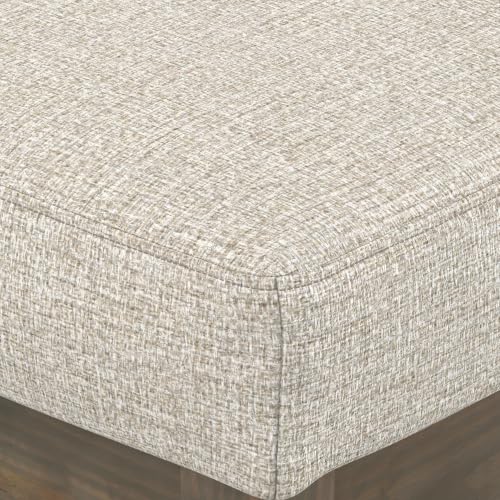 SIMPLIHOME Milltown 27" Platinum Tweed Ottoman Bench - Small, Modern Fabric Footstool