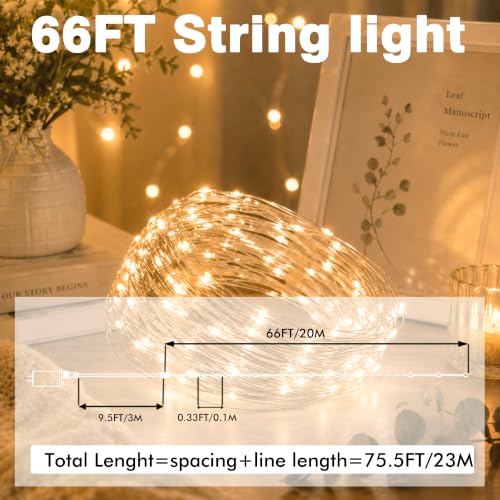 GAINMET 66FT 200 LED Fairy Lights with 13 Modes & Timer, Warm White