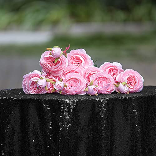 HMQIANG Black Round Sequin Tablecloth 120 Inch for Party Events