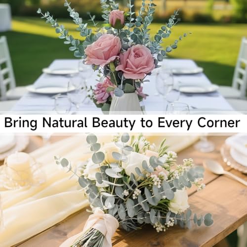 18pcs Artificial Eucalyptus Stems, Fake Greenery Leaves for Floral Arrangements, Home Office, Wedding Centerpiece, Christmas Party Decor