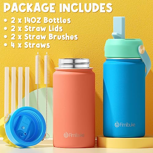Kids Insulated Water Bottle - Ocean Life Design, 14oz, Double Wall Stainless Steel - Variation B8