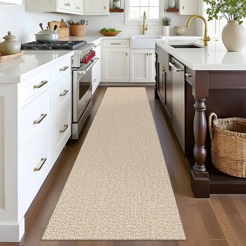 EARTHALL Washable 2x8 ft Entryway Rug - Non Slip Sand/Beige Runner