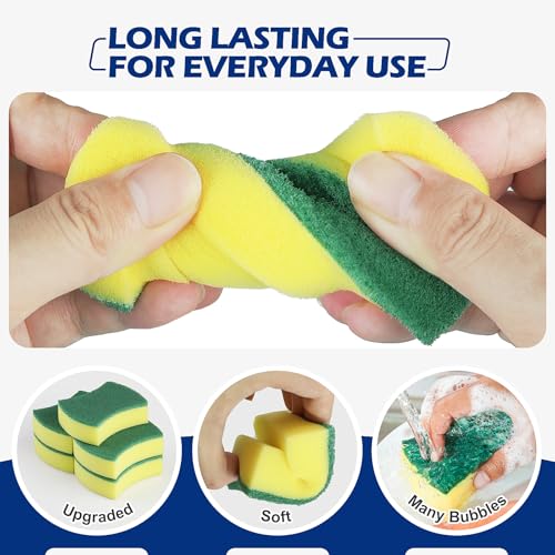 96 Pack Microfiber Non-Scratch Kitchen Sponges for Dish Cleaning
