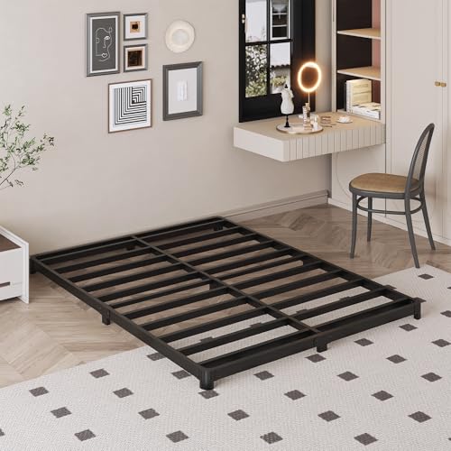 Likelalaso 3 Inch Full Size Low Profile Bed Frame with Rounded Corners - No Box Spring Needed