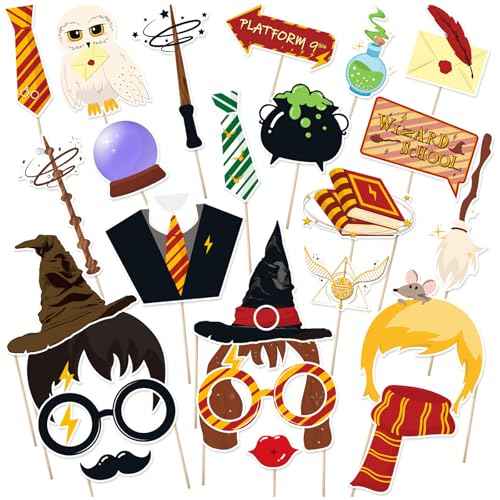 25 Pieces Magical Wizard Party Photo Booth Props Magical Photo Props Wizard Castle Themed Party Decorations for Kids Birthday Halloween Christmas School Party Supplies