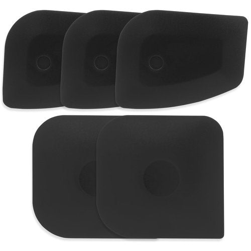 Haikole Pan Scraper 5PCS Plastic Scraper Set,Food Scraper Tool for Cast Iron, Pot and Pan Cleaning,Pans Scraper Tools for Cleaning Grease Burnt Food,Scrapers Tool Kitchen (5, Black)