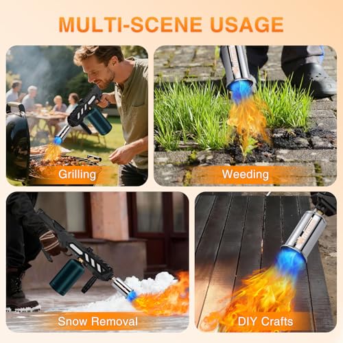 Propane Torch Gun for Cooking & Outdoor BBQ - Detachable, Adjustable Flame - Black