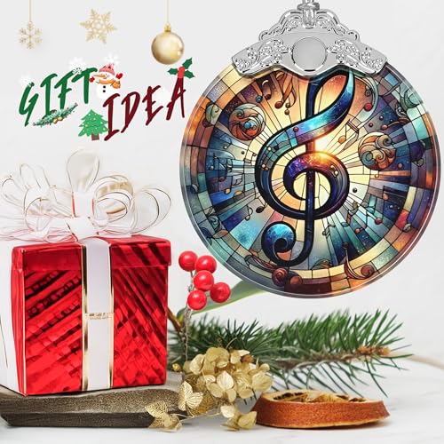 Jocidea Musical Note Stained Glass Christmas Ornament - Holiday Tree Decor