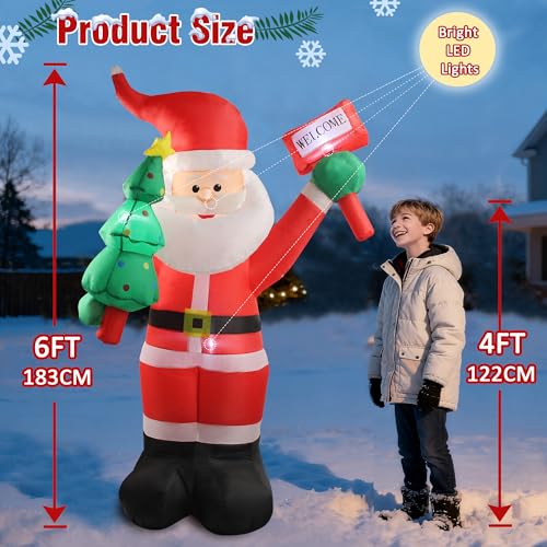 6ft Santa & 5ft Snowman Christmas Inflatable Outdoor Decorations Waterproof