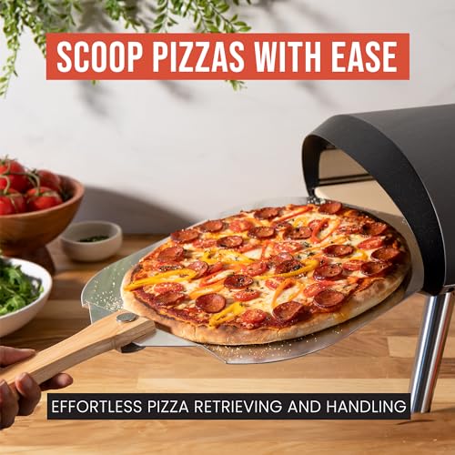 16 Inch Aluminum Pizza Peel with Foldable Wooden Handle - Commercial Baking Tool