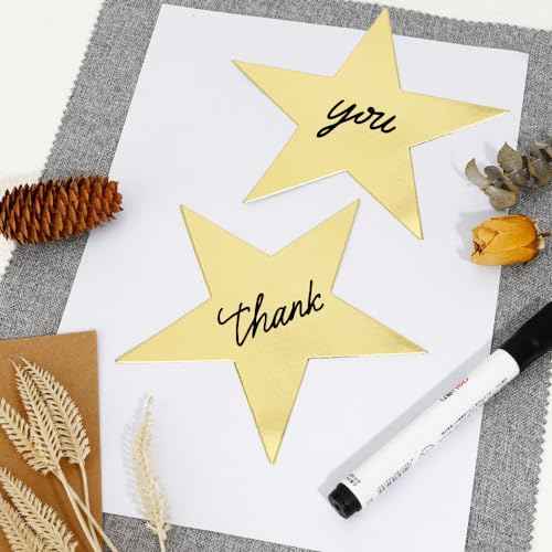 24PCS Gold Star Cutouts, 11 Inch Large Double Printed Paper Stars Cutouts, Cardboard Star Cutouts, Glitter Stars Decorations for Classroom Wall Movie Night Bulletin Board Party Supply