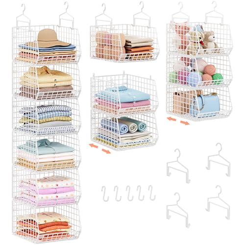 White 6-Tier Extended Depth Hanging Closet Organizer with Hooks - X-cosrack