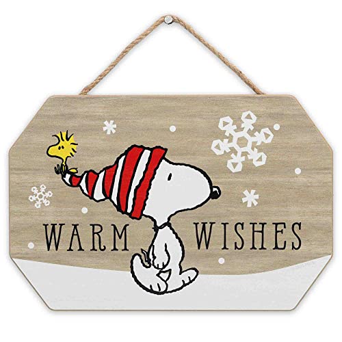 Peanuts Snoopy and Woodstock Warm Wishes Winter Hanging Wood Wall