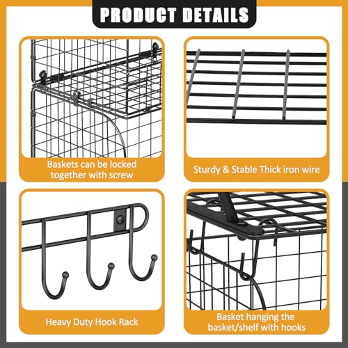 Heavy Duty Garage Wall Shelves with Wire Baskets - Metal Variation
