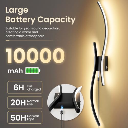 Rechargeable Wall Lights 39.4 Inch LED Sconce with Remote 3CCT - 2 Pack
