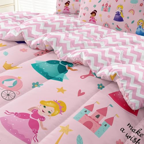 Kids Girls Princess Comforter Set Twin Pink Princess / Twin - Cozy Bed Bedding
