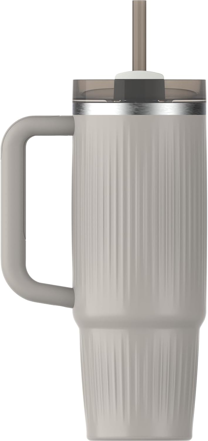 STANLEY Quencher H2.0 Tumbler - 30 oz Insulated Stainless Steel with Handle & Straw | BPA-Free Fluted Ash Gloss