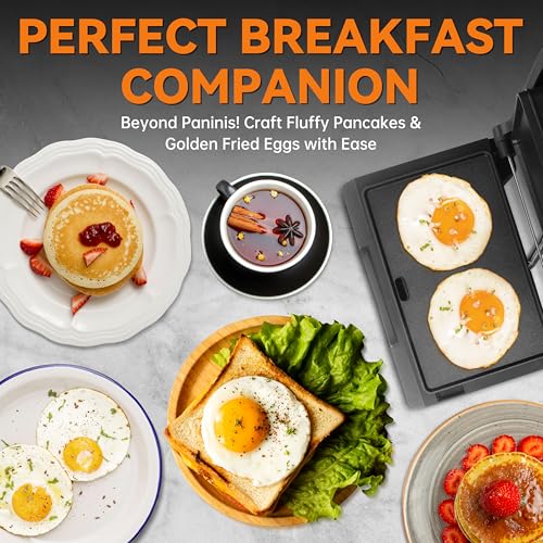 Baker's Friend Stainless Steel Mini Panini Press & Griddle - 2-Slice Sandwich & Pancake Maker