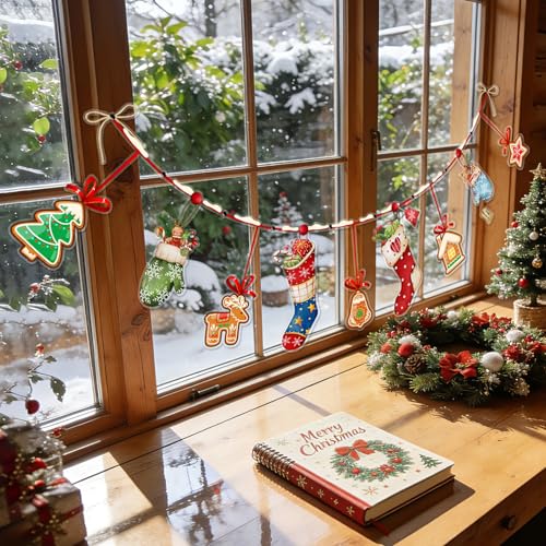 Runtoo Christmas Banner Garland – Indoor/Outdoor Wall Fireplace Mantel Decor, Reusable Vinyl Holiday Sign