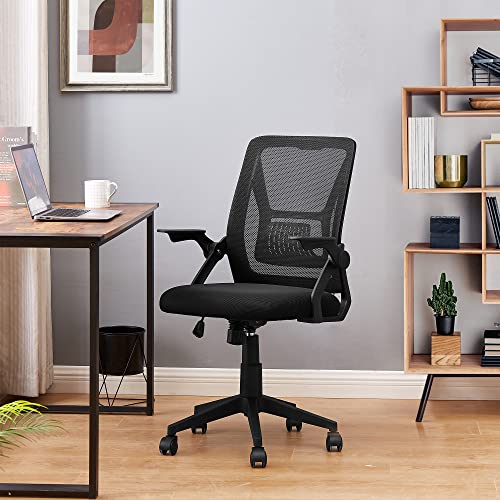 VECELO Mid-Back Mesh Ergonomic Office Chair with Adjustable Arms - Black
