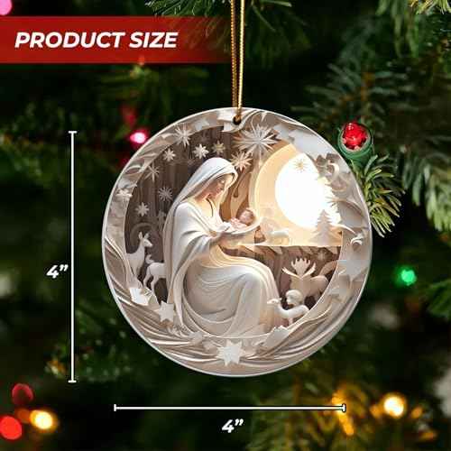 Christmas Ornament 2025, Religious Christmas Ornament, Nativity Xmas Tree Decorations, Friendship Elephant Ornament, White Elephant Gifts for Adults, Religious Gifts for Women